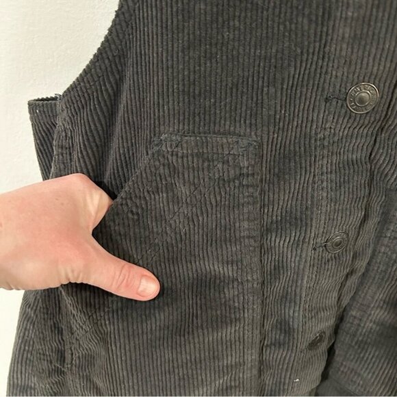 American Eagle Black Denim Overall Button Down Corduroy Dress Size Medium - Picture 4 of 9